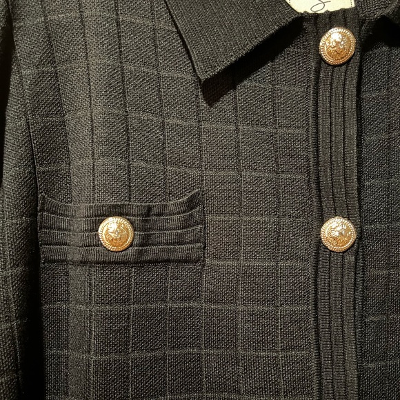 NWT Sioni Black Knit Cardigan with Metallic Gold Buttons - Picture 7 of 15